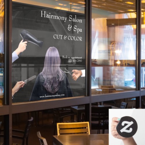 Customize Hair Salon Simple Cut and Color 2 Window Cling