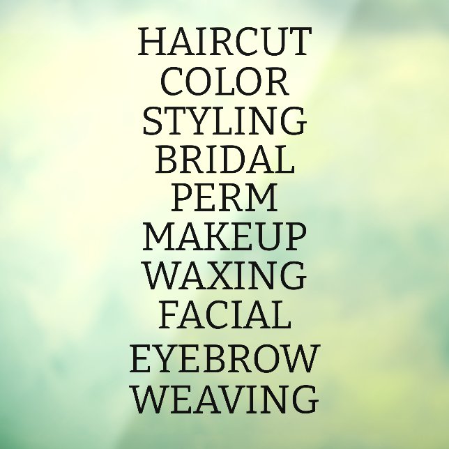 Customize Hair Salon Spa List Of Services Large Window Cling (Sheet 3)