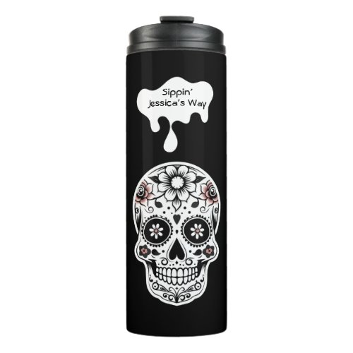 Customize Halloween Gift Skull Black Modern Thermal Tumbler