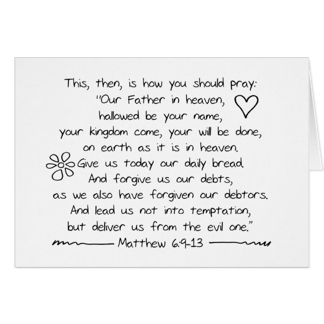 Customize Handwriting Bible Verse The Lords Prayer Cards (Front Horizontal)