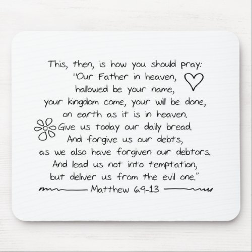 Customize Handwriting Bible Verse The Lords Prayer Mouse Pad