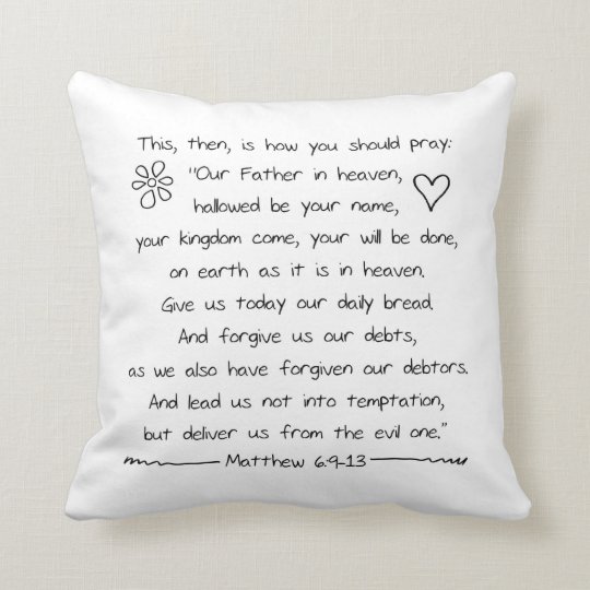 Customize Handwriting Bible Verse The Lords Prayer Throw Pillow ...