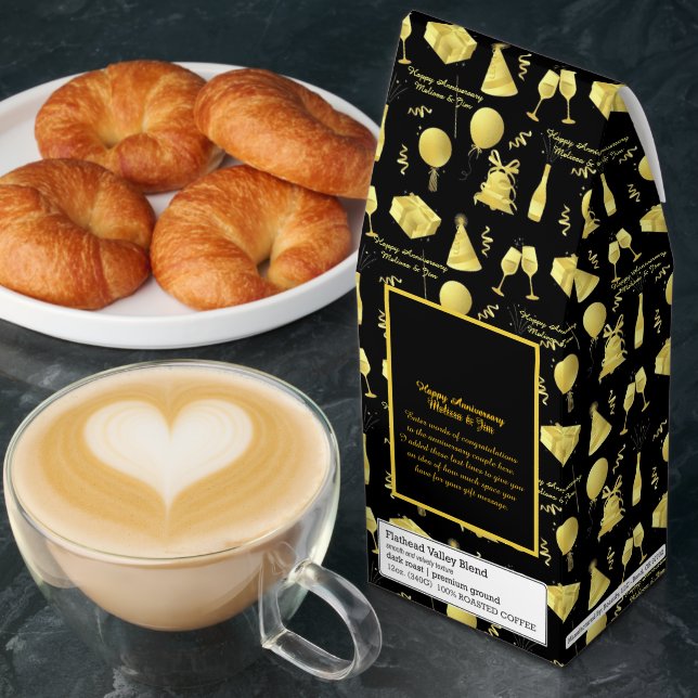 Customize Happy Anniversary Couple Photo Text Gift Roasted Coffee (Breakfast)