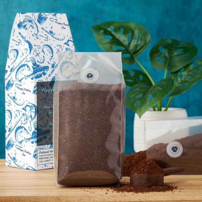Customize Happy Birthday Fisherman Fishing Gift 6 Roasted Coffee (Ground)