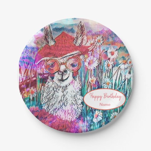 Customize Happy Birthday Mama Llama Paper Plates