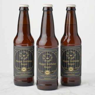 Customize Happy Birthday To A Friend Detailed 4 Beer Bottle Label