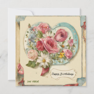 customize Happy Birthday Watercolor Floral Heart Holiday Card