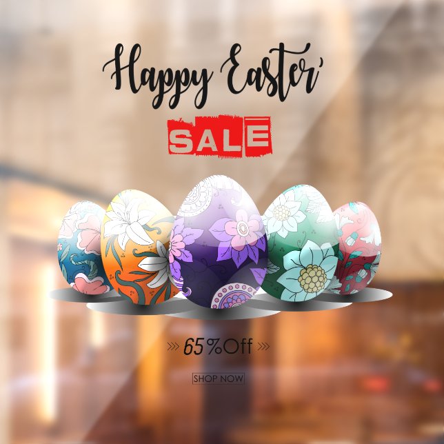 Customize Happy Easter Sale Decorated Easter Eggs  Window Cling (Sheet 2)