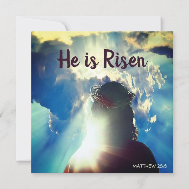 Customize HE IS RISEN Religious Easter Greetings  Holiday Card (Front)