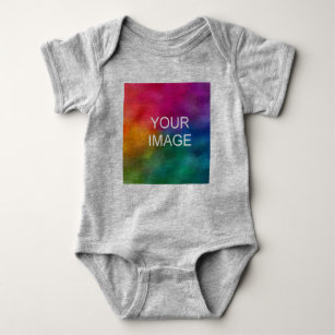 Customize Heather Grey Color Template Add Image Baby Bodysuit