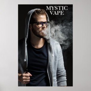 Customize Hipster Man Vaping Vape Shop Business Poster
