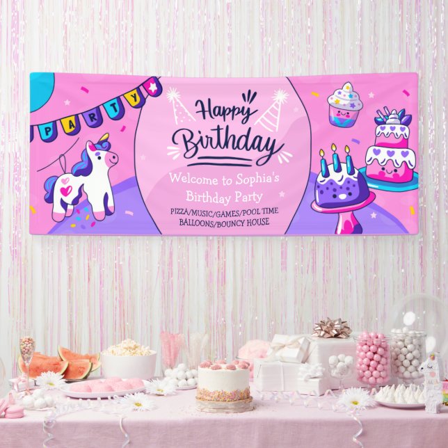 Customize Hispanic Girl Birthday Party Celebration Banner (Party)