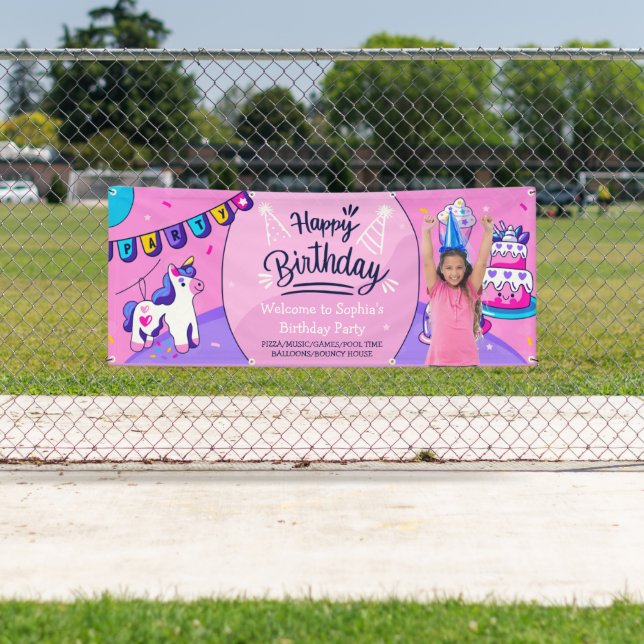 Customize Hispanic Girl Photo Birthday Party  Banner (Insitu)