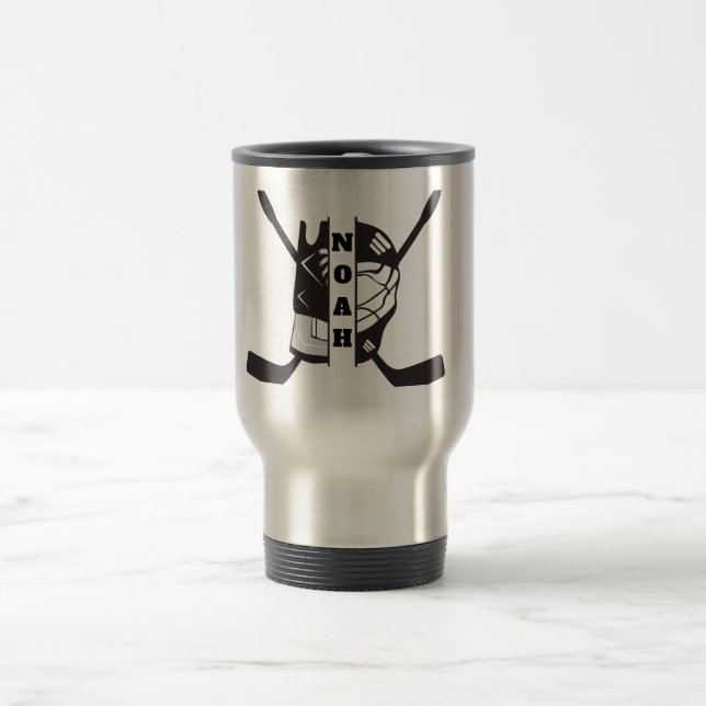 customize Hockey player  Travel Mug (Center)