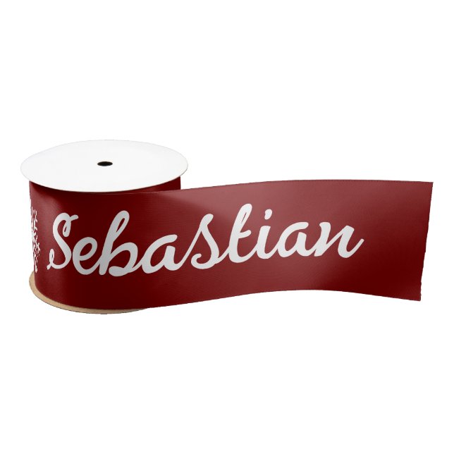 Customize Holiday and Name Red Ribbon (Spool)