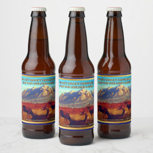 Customize Home Brewed Rocky Mountain Deer Detailed Beer Bottle Label