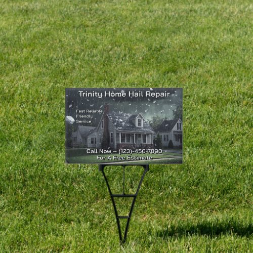 Customize Home Hail Damage Repair Business Yard Sign