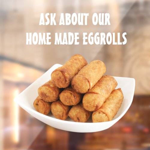 Customize Homemade Egg Rolls Picture Restaurant  Window Cling