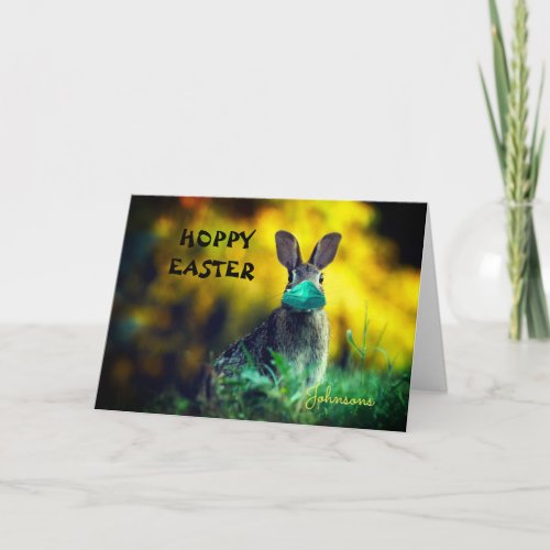 Customize HOPPY EASTER Funny Bunny Mask Pandemic Card