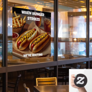 Customize Hotdogs Fries Drink Restaurant Advert Window Cling