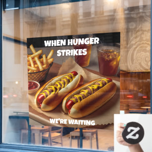 Customize Hotdogs Fries Drink Restaurant Advert  Window Cling