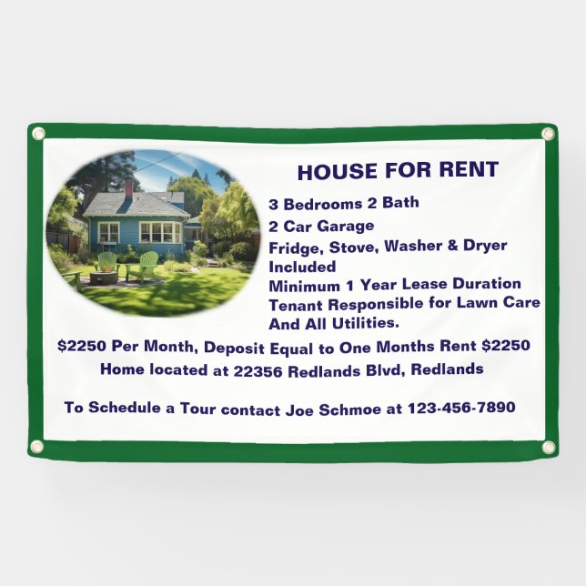 Customize House For Rent Lease With Picture  Banne Banner (Horizontal)