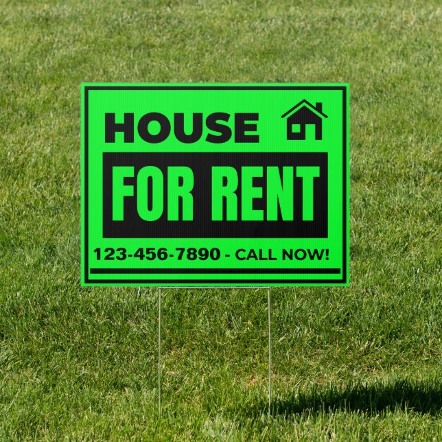 Customize House For Rent Medium Yard Sign (Insitu)