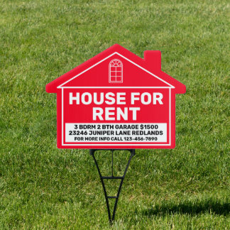 Customize House For Rent Owner Yard Sign
