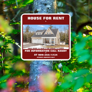 Customize House For Rent Photo Upload Detailed Metal Sign