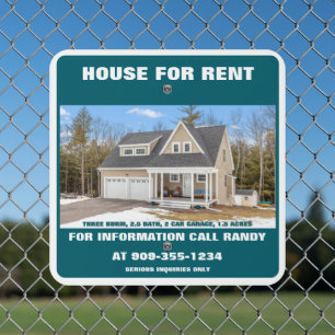 Customize House For Rent Photo Upload Detailed  Metal Sign