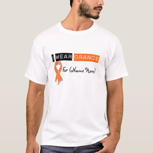 Customize I Wear Orange Ribbon Leukemia T-Shirt (Front)