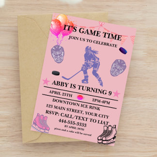 Customize Ice Hockey Birthday Theme Invitation