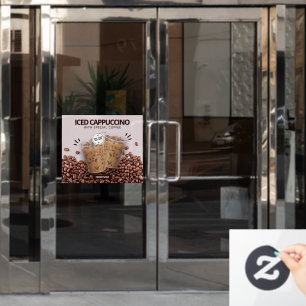 Customize Iced Cappuccino Donut Coffee Shop Promo Window Cling