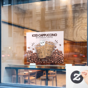 Customize Iced Cappuccino Donut Coffee Shop Promo Window Cling