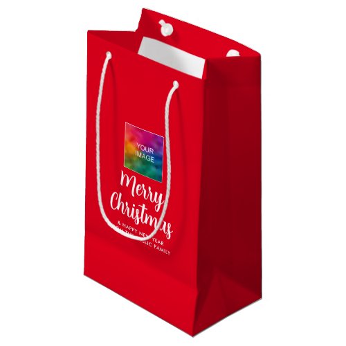 Customize Image Company Logo Text Merry Christmas Small Gift Bag