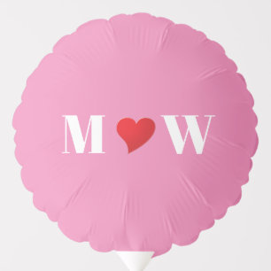 Customize initials A Loves B red heart pink Balloon