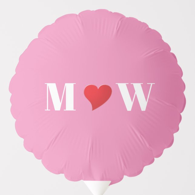 Customize initials A Loves B red heart pink Balloon (Front)