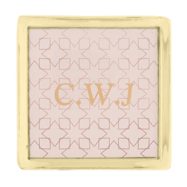 Customize Initials Gold Finish Lapel Pin (Front)