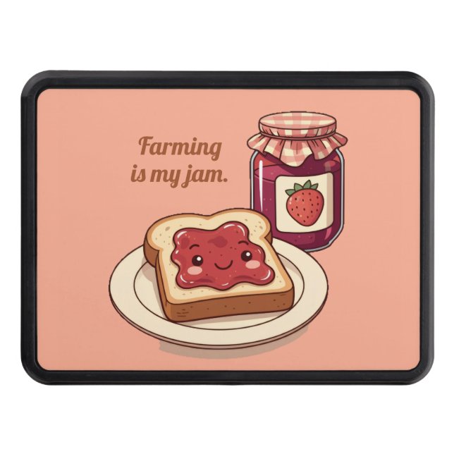 [Customize] is my jam - cute jam and toast cartoon Hitch Cover (Front)