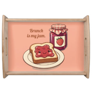 [Customize] is my jam - cute jam and toast cartoon Serving Tray