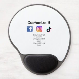 Customize it add social media website email text m gel mouse pad