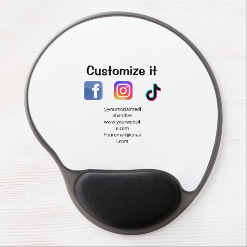 Customize it add social media website email text m gel mouse pad