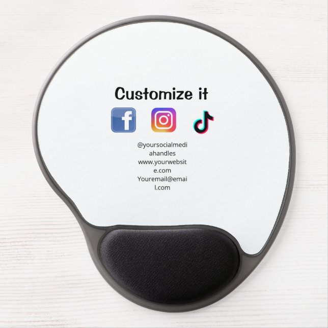 Customize it add social media website email text m gel mouse pad (Front)