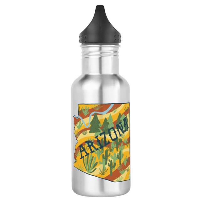 CUSTOMIZE IT Arizona Illustrated Map Stainless Steel Water Bottle (Left)