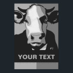 CUSTOMIZE IT Black and White Pop Art Cow Poster<br><div class="desc">This poppy poster pop-art inspired poster with YOUR CUSTOM TEXT and our classic Cow headshot in Black and White is vegan to the core and a shout out to our bovine buddies. This hand drawn design by Armagarden uses modern colors to pop off any wall you throw it on! Visit...</div>