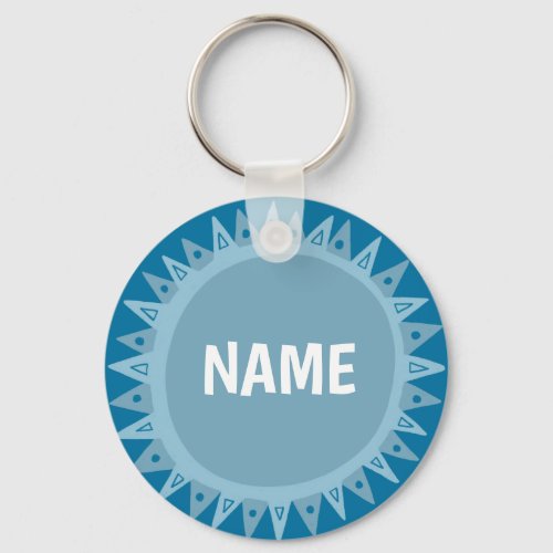 CUSTOMIZE IT Blue Sun Sunshine Name Tag Your Text  Keychain