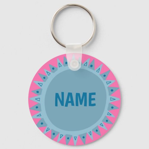 CUSTOMIZE IT Blue Sun Sunshine Name Tag Your Text Keychain