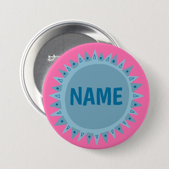 CUSTOMIZE IT Blue Sunshine Pink Button (Front & Back)