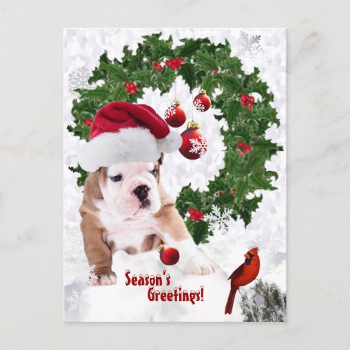 Customize It _ Bulldog Puppy Christmas Version 2 Holiday Postcard