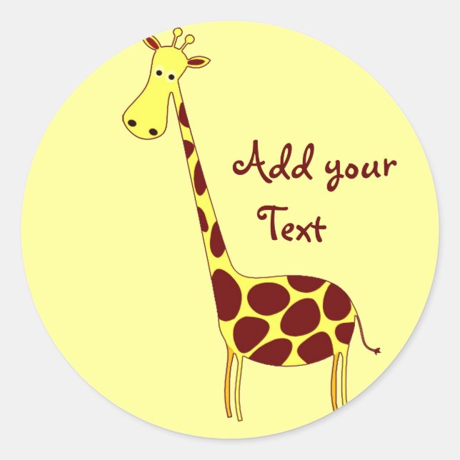 Customize It! Cute Giraffe Design Classic Round Sticker (Front)